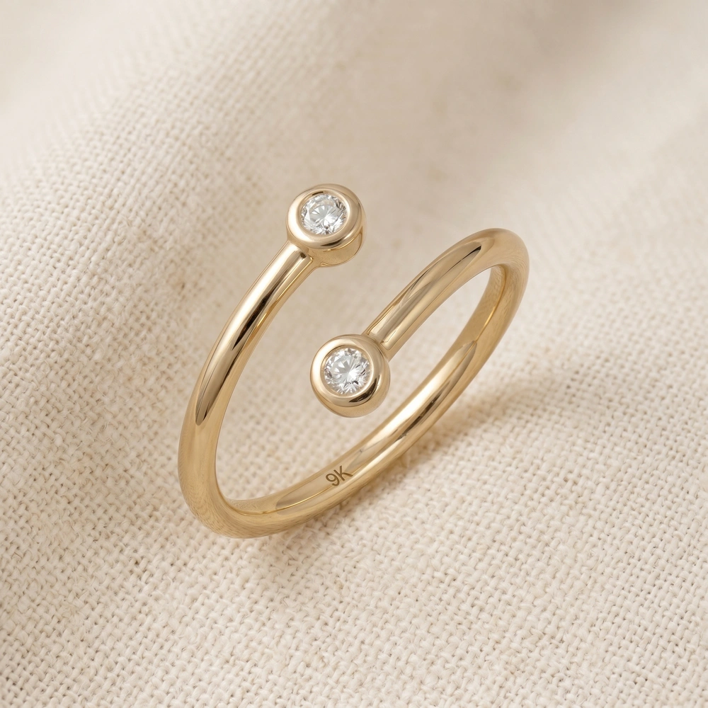 Yellow Gold Bypass Ring With Lab Grown Diamond Yellow Gold Bypass Ring With Lab Grown Diamond