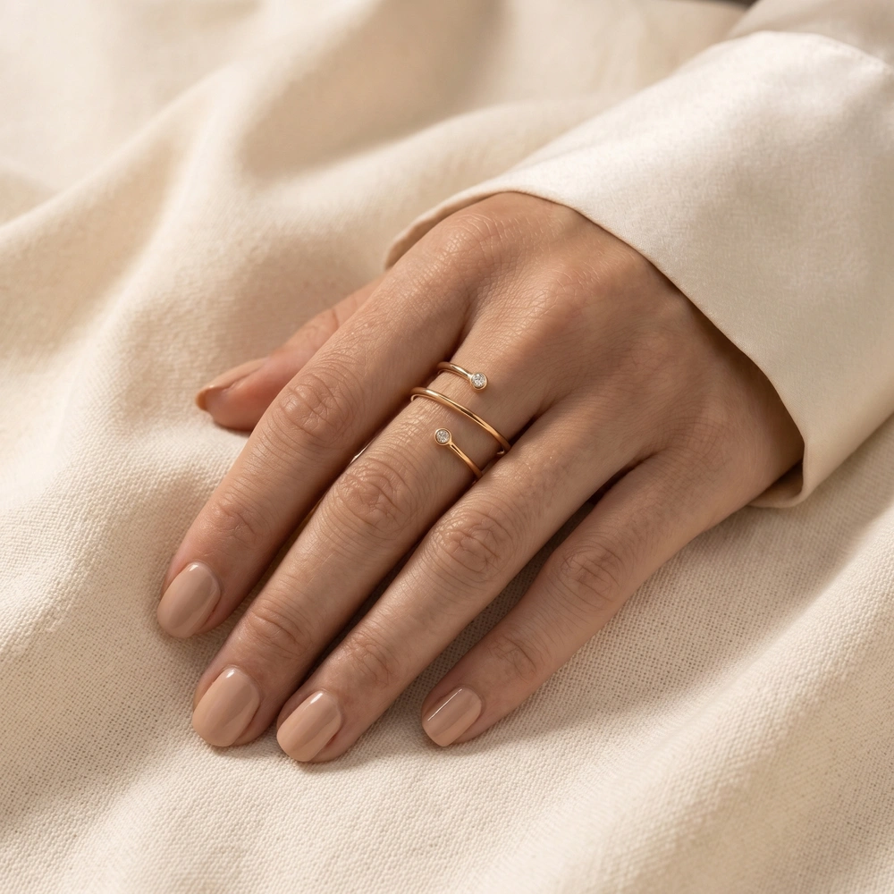 9Kt Yellow Gold Bypass Ring With Lab Grown Diamond 9Kt Yellow Gold Bypass Ring With Lab Grown Diamond