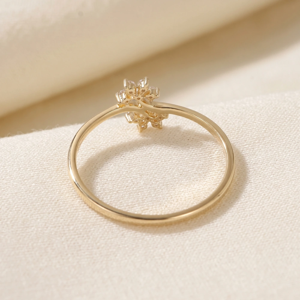 Lab Grown Diamond Yellow Gold Delicate Ring Production Lab Grown Diamond Yellow Gold Delicate Ring Production