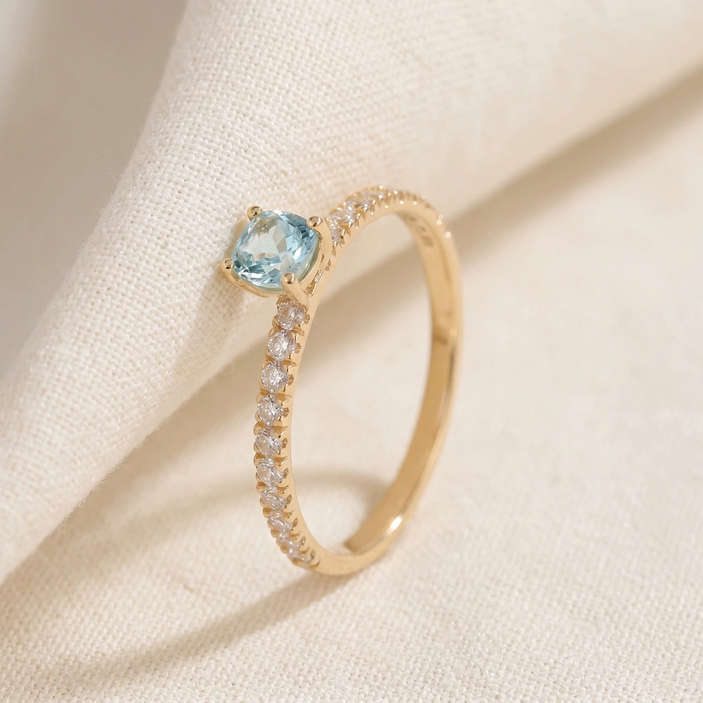Lab Grown Diamond And Paraiba Tourmaline Solid Gold Ring Lab Grown Diamond And Paraiba Tourmaline Solid Gold Ring