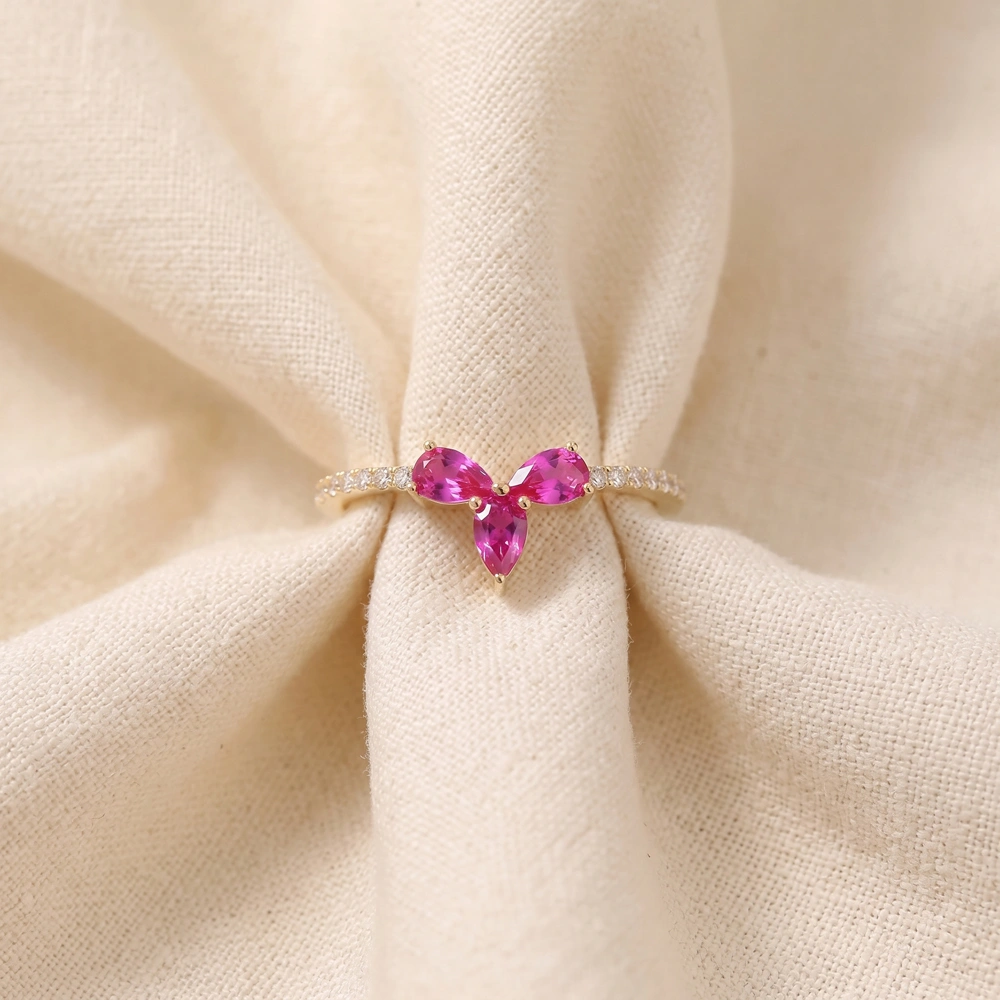 Lab Grown Diamond And Hot Pink Tourmaline 9Kt Yellow Gold Ring Lab Grown Diamond And Hot Pink Tourmaline 9Kt Yellow Gold Ring