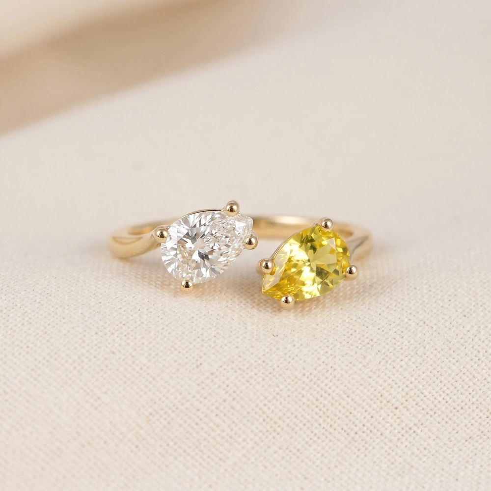 9Kt Yellow Gold Ring Lab Grown Diamond And Yellow Sapphire 9Kt Yellow Gold Ring Lab Grown Diamond And Yellow Sapphire