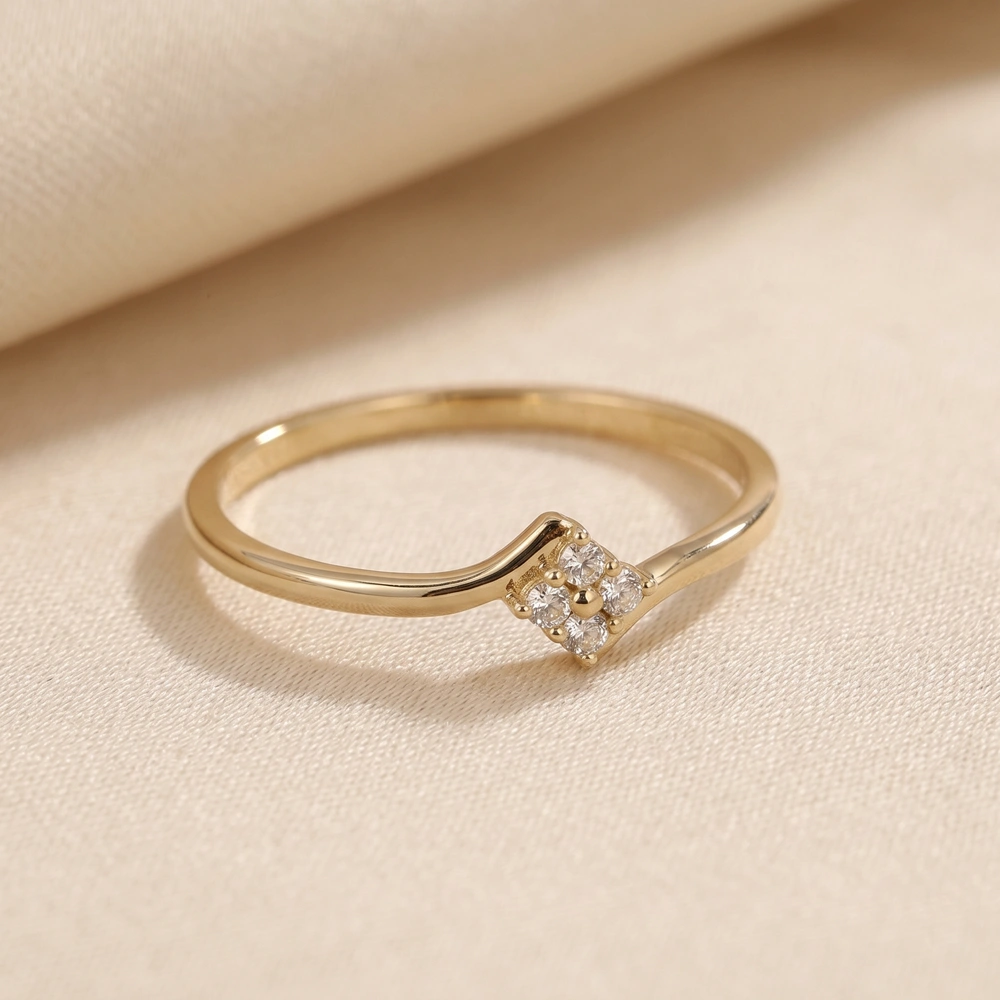 Handcrafted Yellow Gold Minimal Ring With Lab Grown Diamond