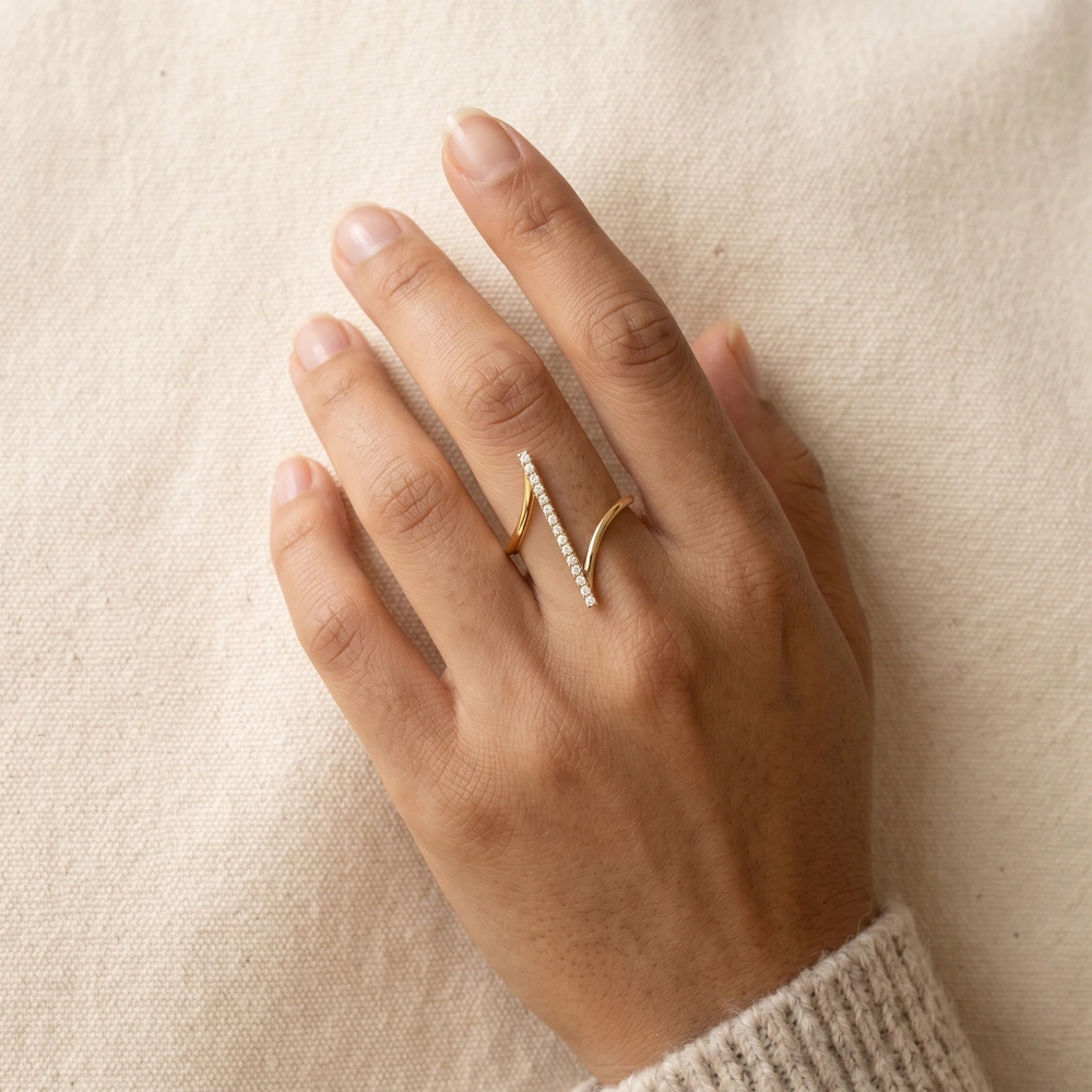 Handcrafted Lab Grown Diamond 9Kt Solid Yellow Gold Ring Handcrafted Lab Grown Diamond 9Kt Solid Yellow Gold Ring
