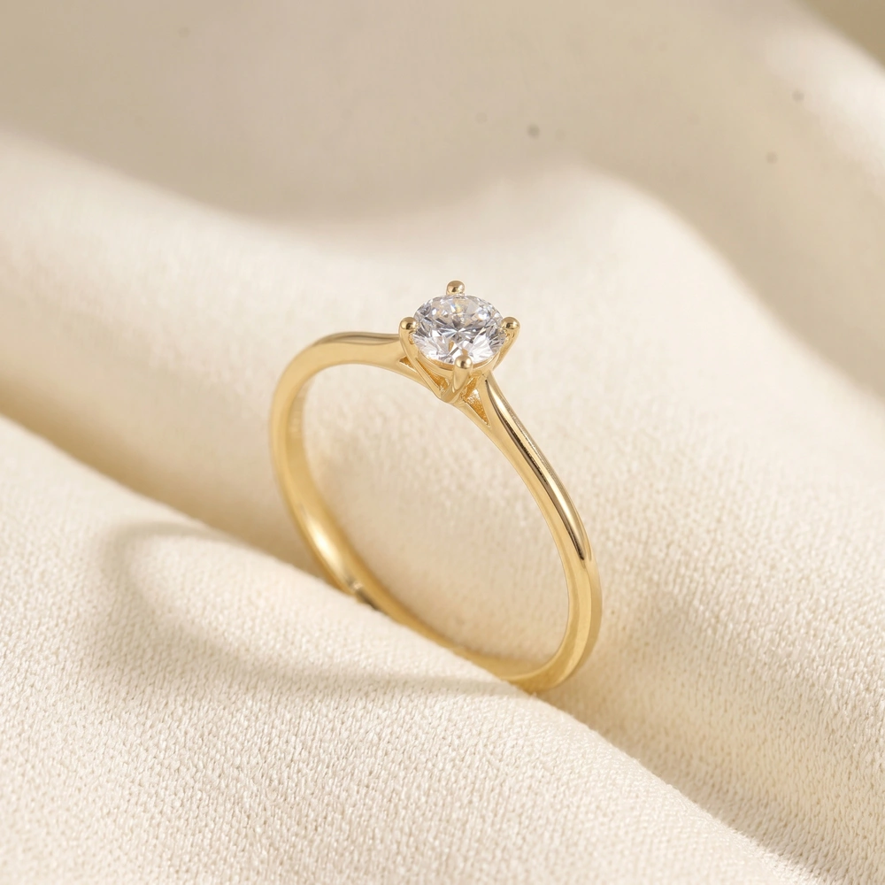 Handcrafted 9Kt Gold Solitaire Ring With Lab Grown Diamond