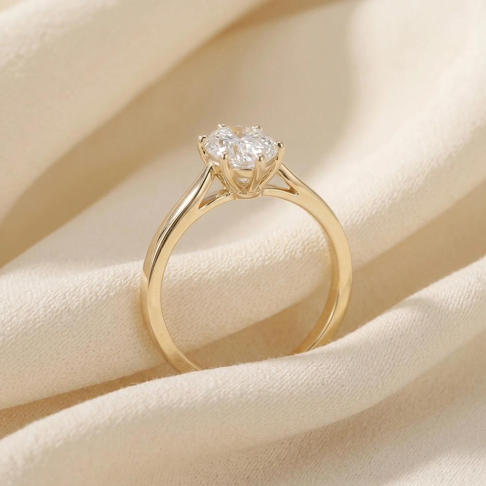 Handcrafted 9 Kt Gold Ring With Lab Grown Diamond Handcrafted 9 Kt Gold Ring With Lab Grown Diamond