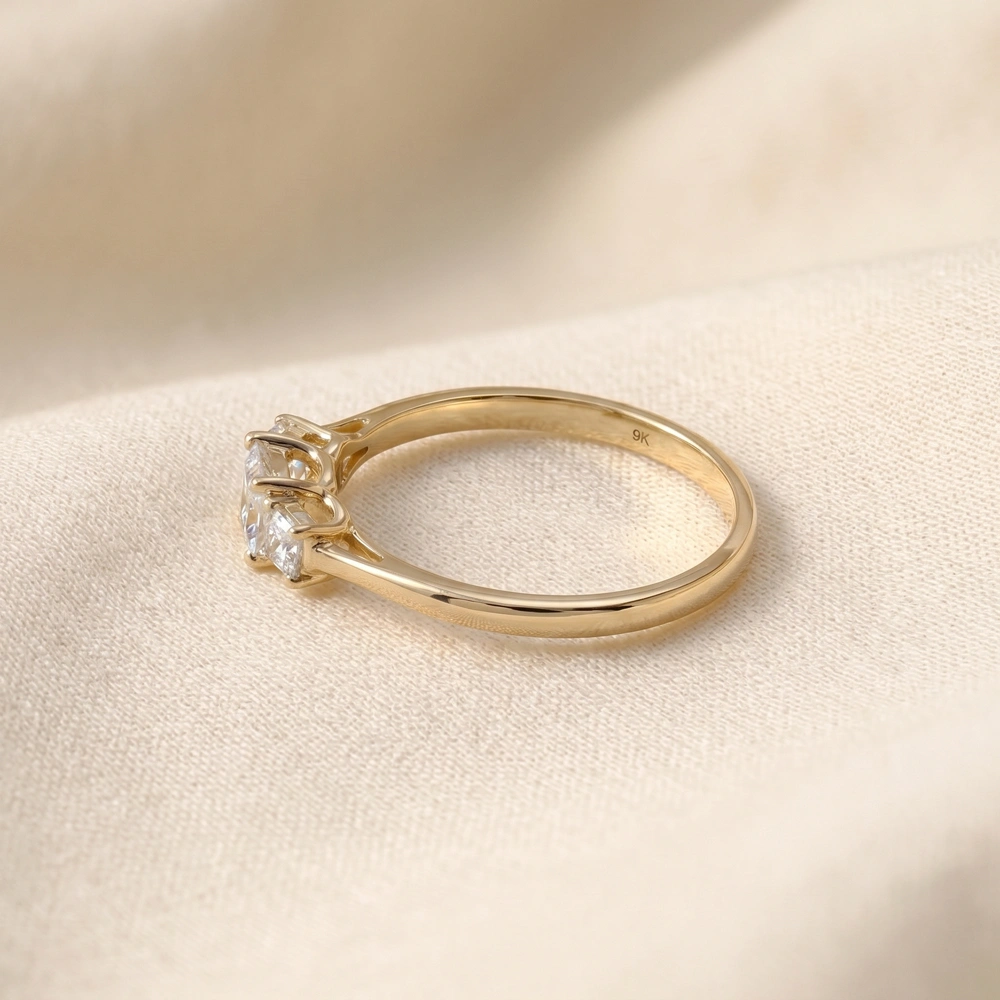 9 Karat Solid Gold Ring With Lab Grown Diamond