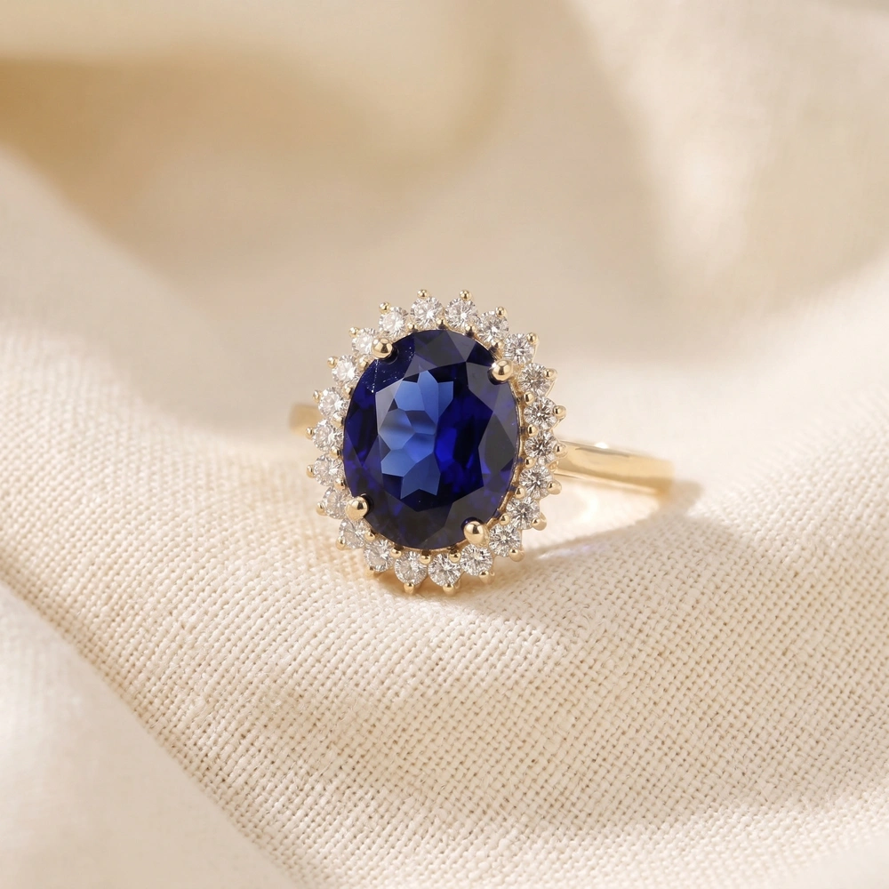 Gold Ring Lab Grown Diamond And Blue Sapphire Wholesale Gold Ring Lab Grown Diamond And Blue Sapphire Wholesale