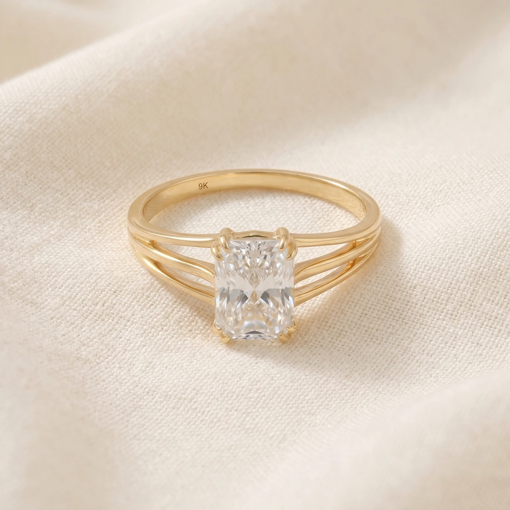 Handcrafted 9 Karat Solid Gold Ring With Lab Grown Diamond Handcrafted 9 Karat Solid Gold Ring With Lab Grown Diamond