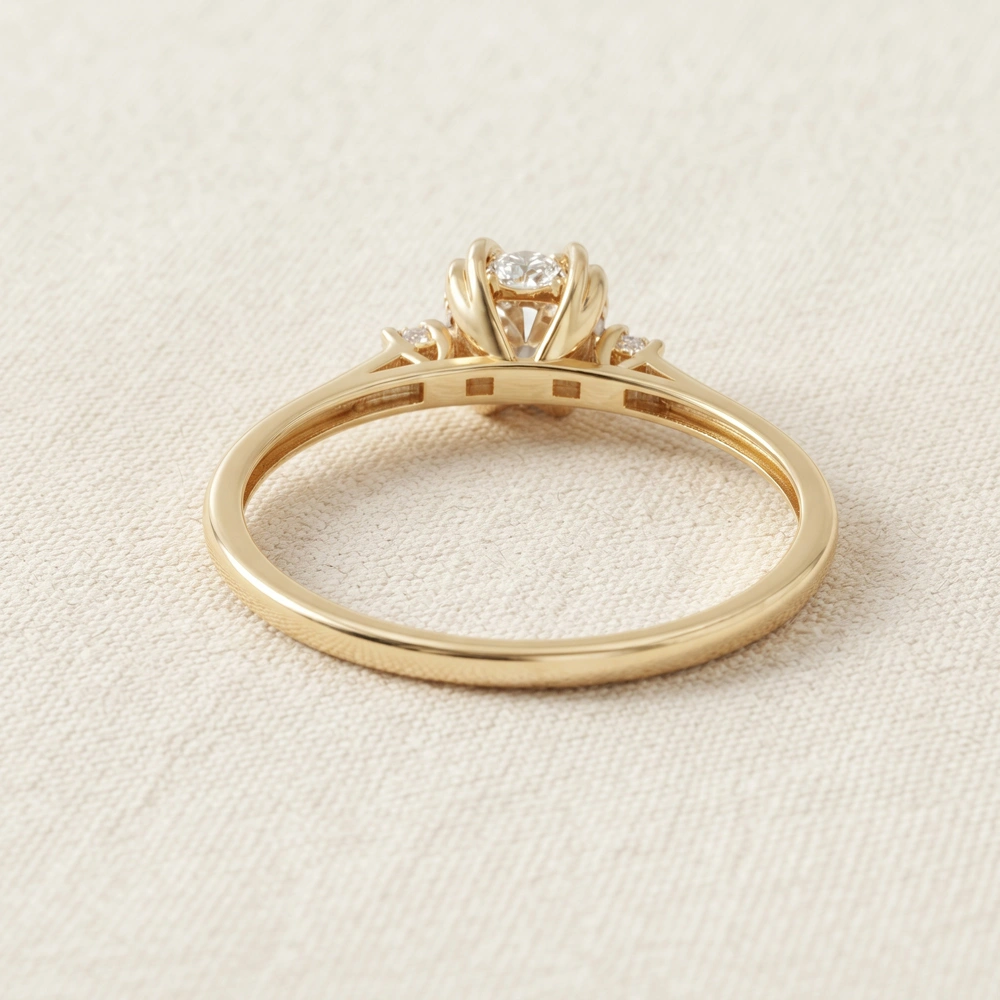 Handcrafted Yellow Gold Solitaire Ring With Lab Diamond Handcrafted Yellow Gold Solitaire Ring With Lab Diamond