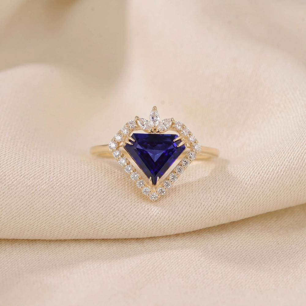 Lab Grown Diamond Royal Blue Sapphire Solid Gold Ring Lab Grown Diamond Royal Blue Sapphire Solid Gold Ring