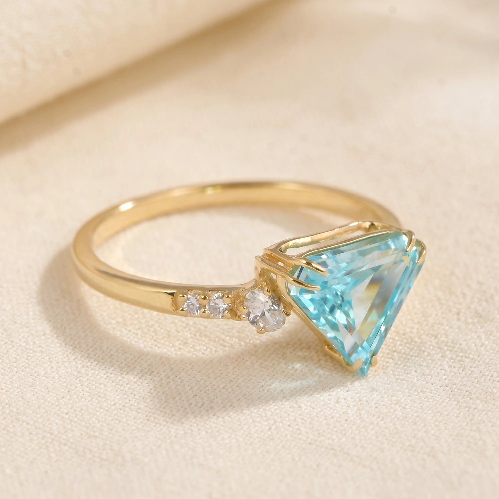 Lab Grown Diamond Paraiba Tourmaline 9 Karat Gold Ring