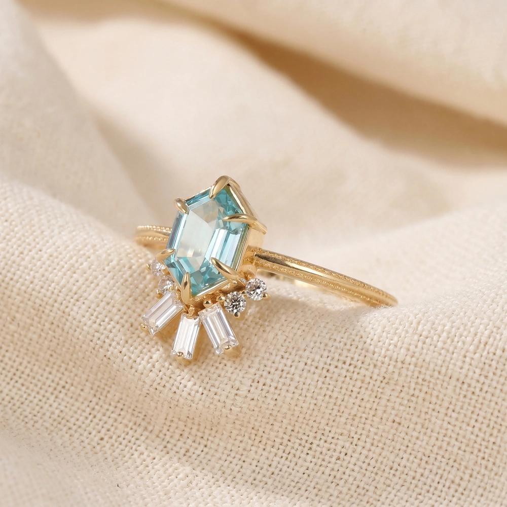 Lab Grown Diamond Paraiba Tourmaline 9Kt Gold Ring Lab Grown Diamond Paraiba Tourmaline 9Kt Gold Ring