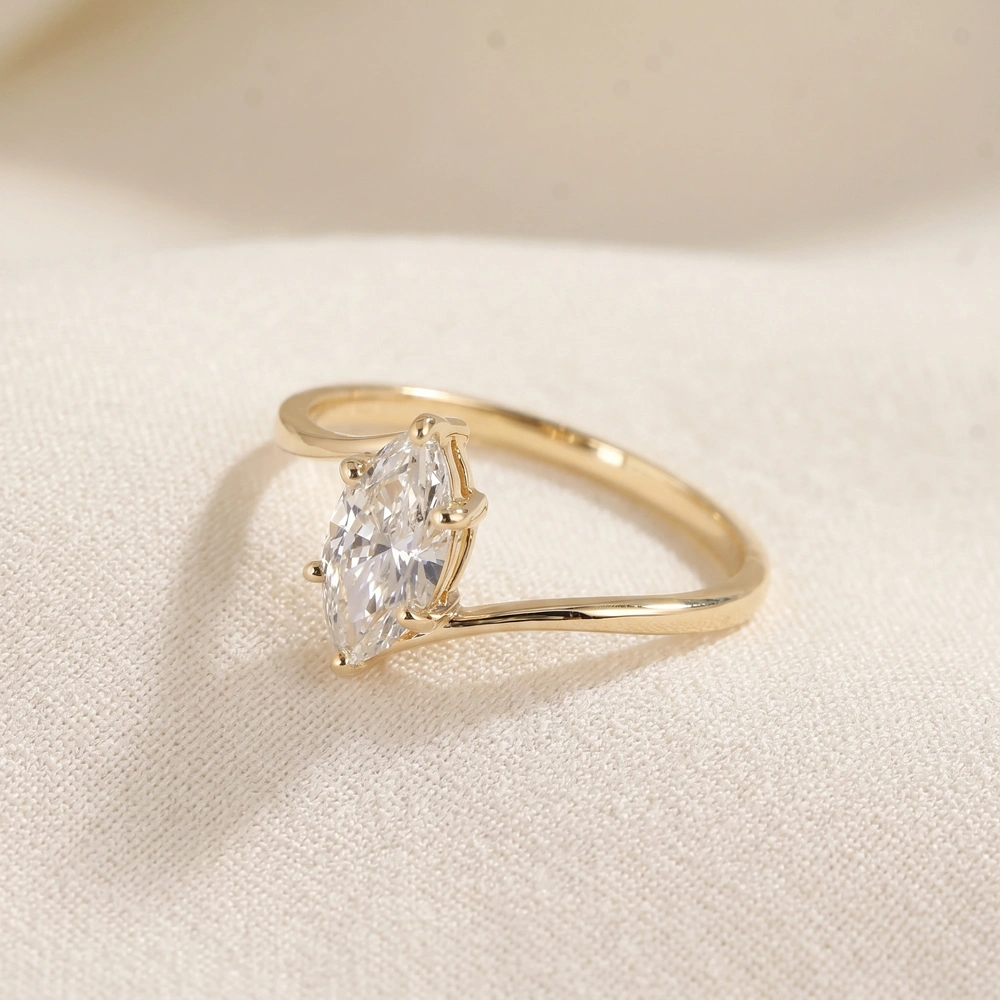 Handcrafted 10 Kt Yellow Gold Ring With Lab Grown Diamond Handcrafted 10 Kt Yellow Gold Ring With Lab Grown Diamond