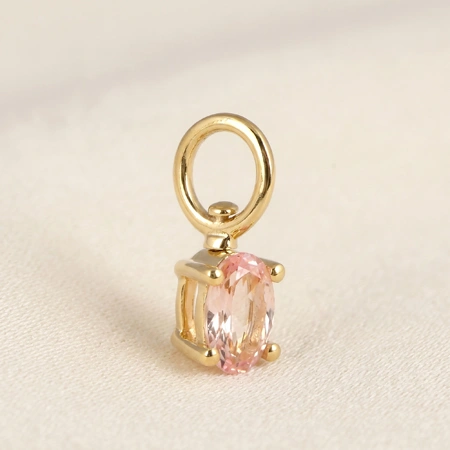 9KT Yellow Gold Oval Lab Grown Padparadscha Sapphire Charm