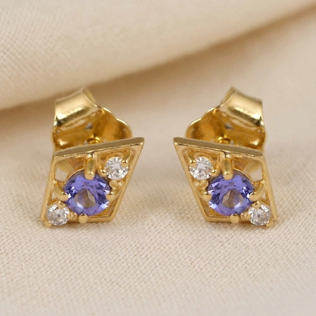Bulk Tanzanite and Lab Grown Diamond Earrings 9kt Gold Bulk Tanzanite and Lab Grown Diamond Earrings 9kt Gold