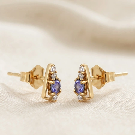Wholesale Tanzanite Lab Grown Diamond Earrings 9kt Gold Wholesale Tanzanite Lab Grown Diamond Earrings 9kt Gold