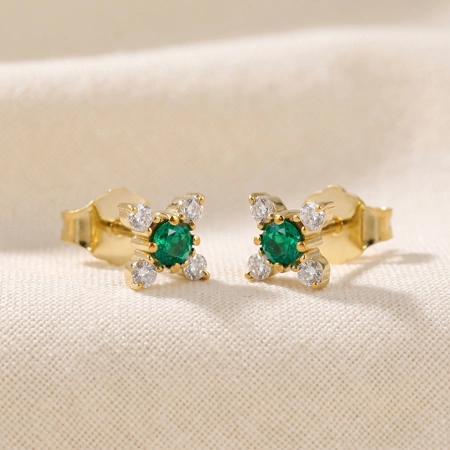 Lab Grown Diamond Columbia Emerald Earrings in 14kt Gold Lab Grown Diamond Columbia Emerald Earrings in 14kt Gold
