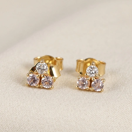Lab Grown Diamond Padparadscha Sapphire Earrings 9kt Gold Lab Grown Diamond Padparadscha Sapphire Earrings 9kt Gold