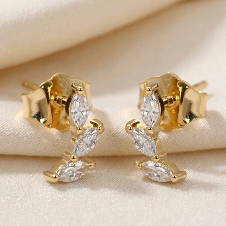 Elegant Solid Gold Earrings with Lab Grown Diamond