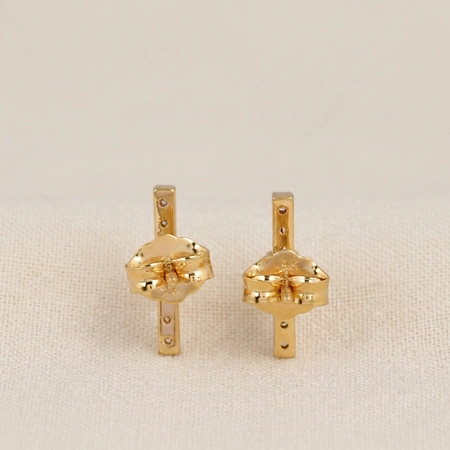 9Kt Gold Earrings with Lab Grown Diamond, Royal Blue Sapphire 9Kt Gold Earrings with Lab Grown Diamond, Royal Blue Sapphire