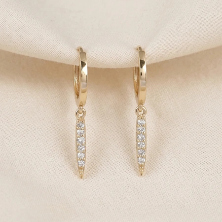 9Kt Solid Yellow Gold Huggies Earrings with Lab Grown Diamond 9Kt Solid Yellow Gold Huggies Earrings with Lab Grown Diamond