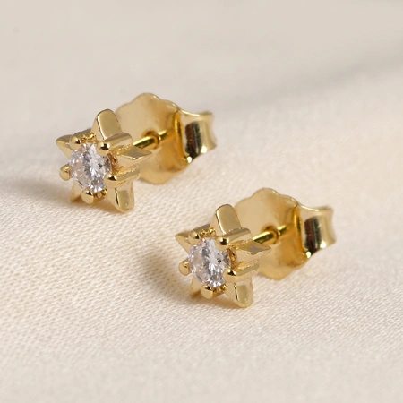 9 Kt Yellow Gold Studs Production with Lab Grown Diamond 9 Kt Yellow Gold Studs Production with Lab Grown Diamond