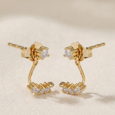9Kt Yellow Gold Ear Jacket Earrings with Lab Grown Diamond 9Kt Yellow Gold Ear Jacket Earrings with Lab Grown Diamond