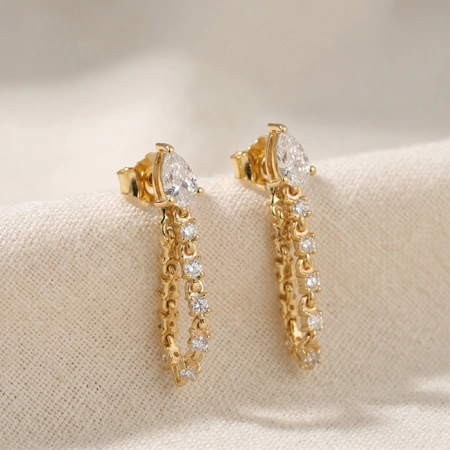 9Kt Yellow Gold Drop Earrings with Lab Grown Diamond 9Kt Yellow Gold Drop Earrings with Lab Grown Diamond