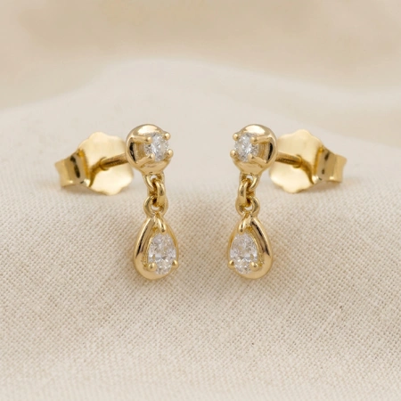 9Kt Yellow Solid Gold Drop Earrings with Lab Grown Diamond 9Kt Yellow Solid Gold Drop Earrings with Lab Grown Diamond