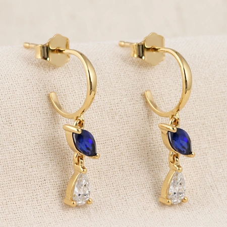 Lab Grown Royal Blue Sapphire Diamond 9Kt Gold Earrings Lab Grown Royal Blue Sapphire Diamond 9Kt Gold Earrings