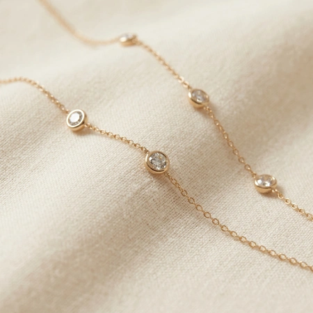 9Kt Yellow Gold Chain Necklace with Lab Grown Diamond
