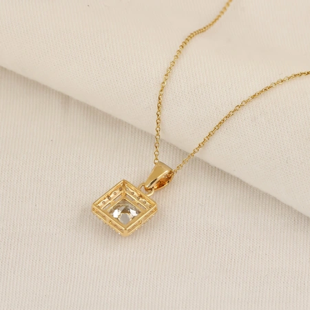 9Kt Solid Yellow Gold Necklace with Lab Grown Diamond