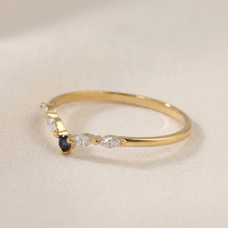 London Blue Topaz Yellow Gold Ring With Lab Grown Diamond