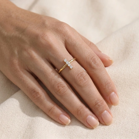 9Kt Yellow Gold Delicate Ring Maker With Lab Grown Diamond 9Kt Yellow Gold Delicate Ring Maker With Lab Grown Diamond