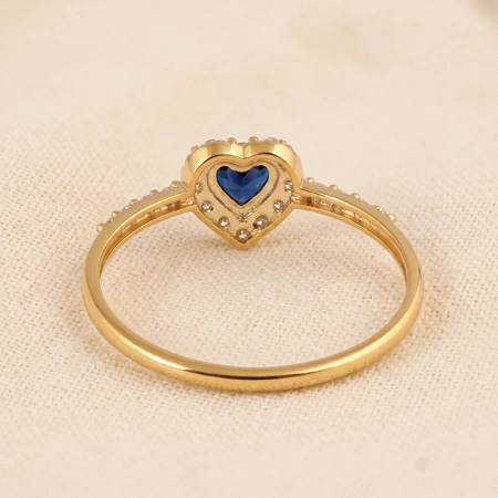 London Blue Topaz Gold Heart Ring With Lab Grown Diamond