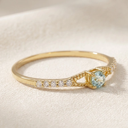 18Kt Gold Ring With Lab Grown Diamond, Paraiba Tourmaline 18Kt Gold Ring With Lab Grown Diamond, Paraiba Tourmaline