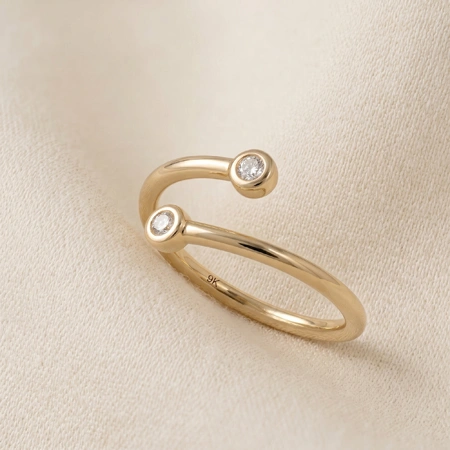 Yellow Gold Bypass Ring With Lab Grown Diamond