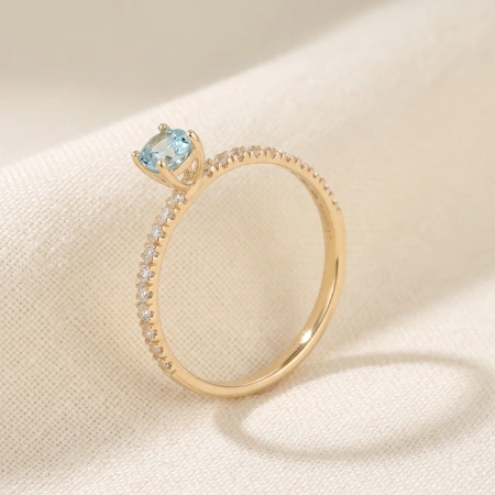Lab Grown Diamond And Paraiba Tourmaline Solid Gold Ring Lab Grown Diamond And Paraiba Tourmaline Solid Gold Ring