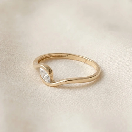 Handcrafted 9Kt Solid Yellow Gold Ring With Lab Grown Diamond Handcrafted 9Kt Solid Yellow Gold Ring With Lab Grown Diamond