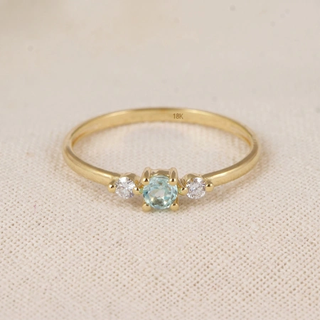 Lab Diamond And Paraiba Tourmaline 9Kt Yellow Gold Ring Lab Diamond And Paraiba Tourmaline 9Kt Yellow Gold Ring