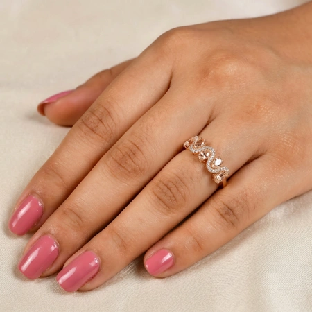9Kt Yellow Gold Ring With Lab Grown Diamond, Morganite 9Kt Yellow Gold Ring With Lab Grown Diamond, Morganite