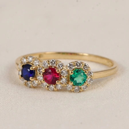 Lab Diamond Ring With Emerald, Ruby, And Blue Sapphire Gold Lab Diamond Ring With Emerald, Ruby, And Blue Sapphire Gold