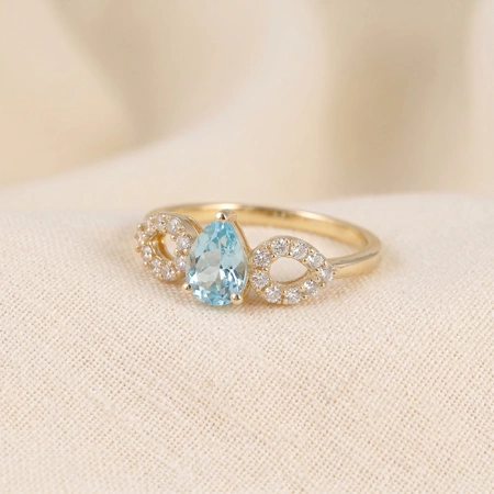 9Kt Gold Ring With Lab Grown Diamond And Paraiba Tourmaline