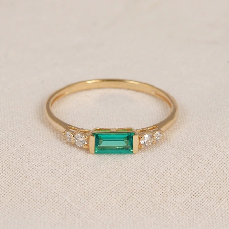Lab Grown Diamond, Columbia Emerald Handcrafted Gold Ring