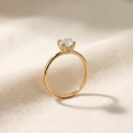 Igi Certified Lab Grown Diamond Solitaire Gold Ring
