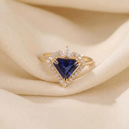 Lab Grown Diamond Royal Blue Sapphire Solid Gold Ring Lab Grown Diamond Royal Blue Sapphire Solid Gold Ring