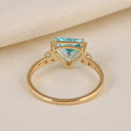 Lab Grown Diamond Paraiba Tourmaline 9 Karat Gold Ring