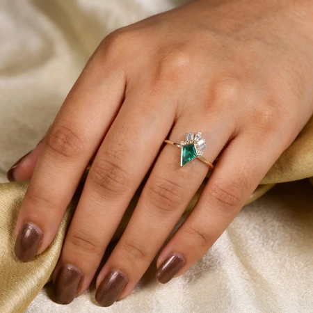 Lab Grown Diamond Columbia Emerald 9Kt Yellow Gold Ring