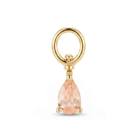 9KT Yellow Gold Pear Shape Lab Grown Morganite Drop Charm